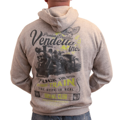 Vendetta Inc. Männer Hoodie Kapuzenpullover Train Fuck The System grau VD-4074