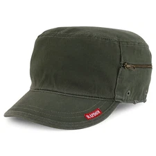 BDU Vintage Flat Top Military Cap with Zipper Compartment - FREE SHIPPING