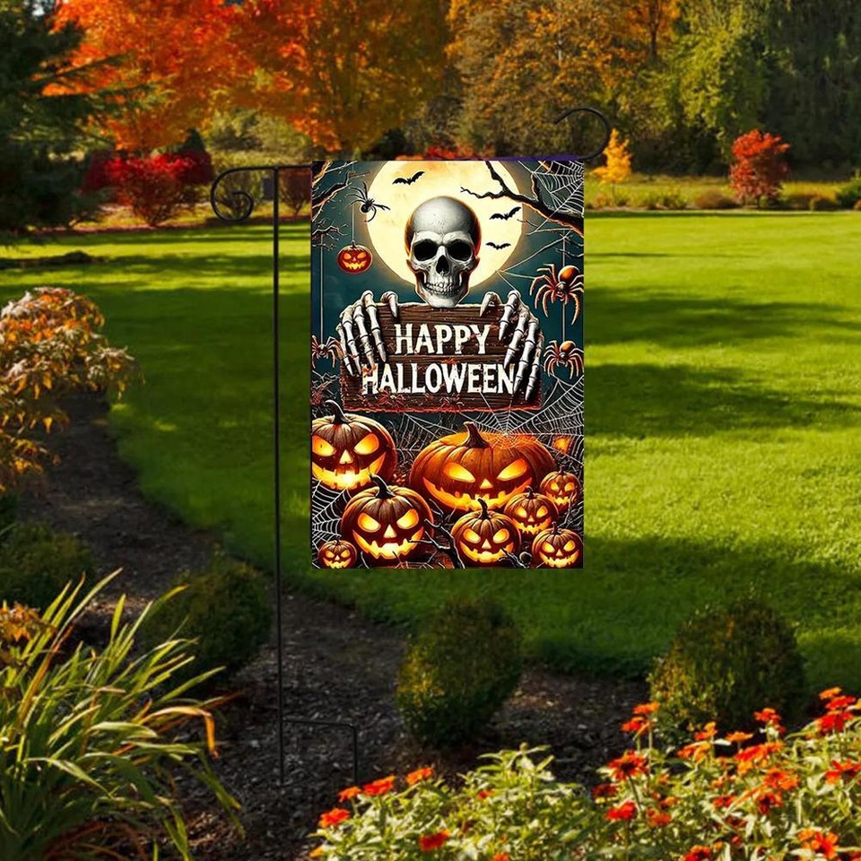 Halloween Garden Flag Pumpkin Skeleton Garden Flag Halloween Decorative