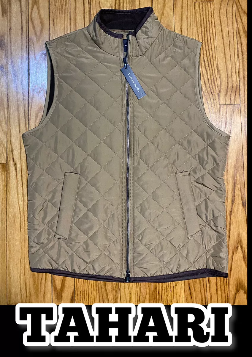 Tahari Dark Tan & Brown Men's Quilted Vest Size M New