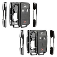2 Remote Start Chrome Key Fob 4btn Shell Case Cover for Chevy GMC (M3N-32337100)