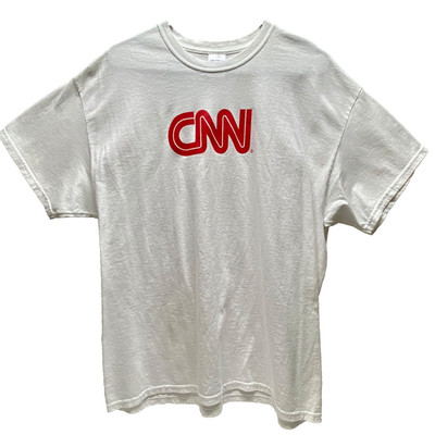 CNN News Channel T-Shirt Adult XL White Gildan Heavy Cotton Short Sleeve Tee GUC