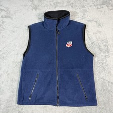 Vintage Timberline Mens Large Fleece Vest Navy Blue US Ski Team Dannon Full Zip