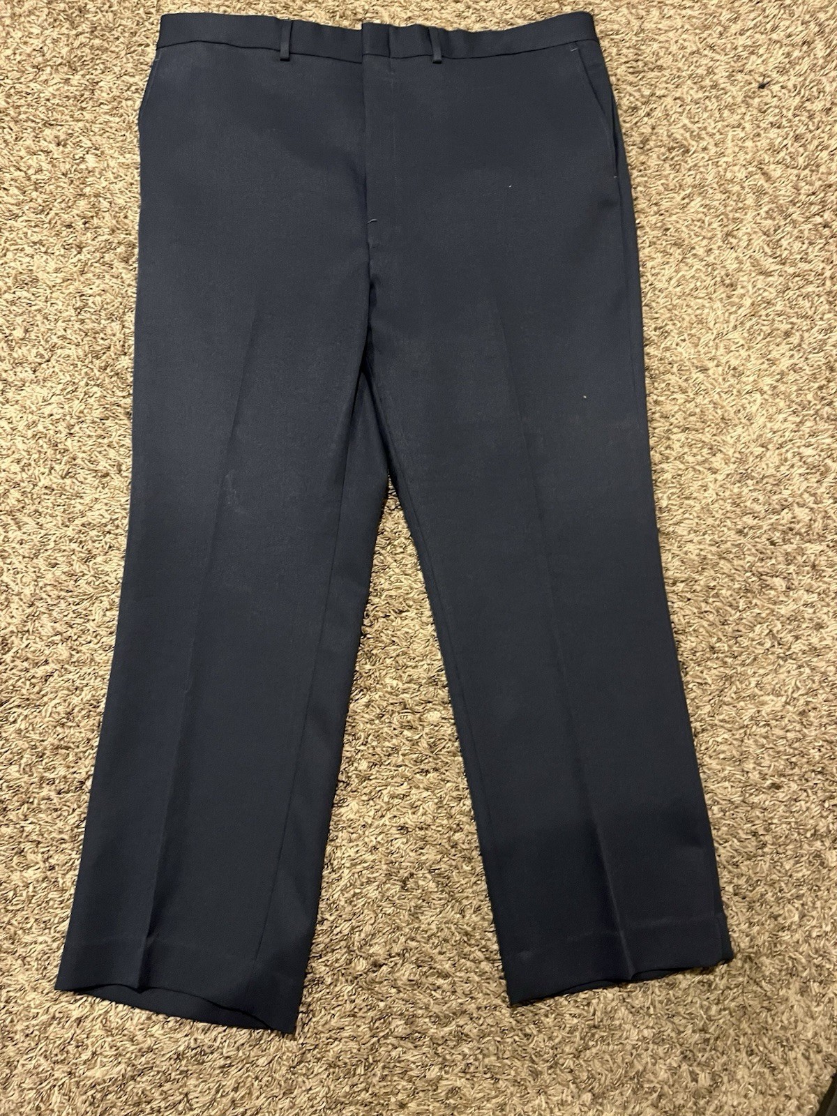 Perma Prest Flax Slacks Navy Blue Dress Pants 42x29