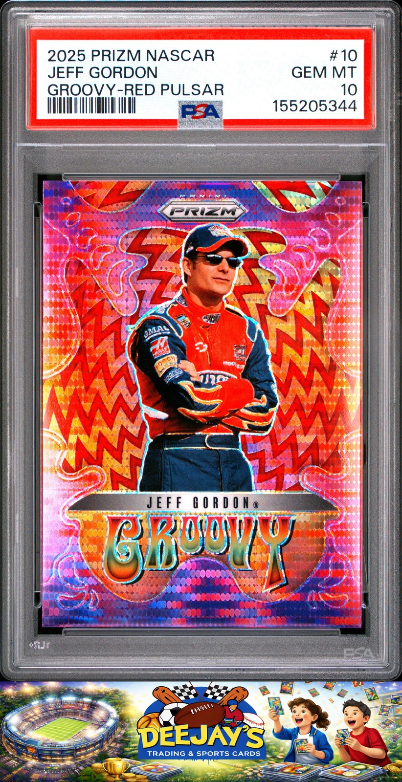 2025 Panini Prizm Nascar Groovy #10 Jeff Gordon Groovy Red Pulsar PSA 10