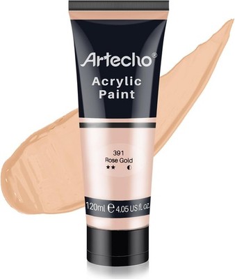 Artecho Acrylfarbe Roségold 120 ml, Wasserfest und Lichtecht, Schnell Trocknend