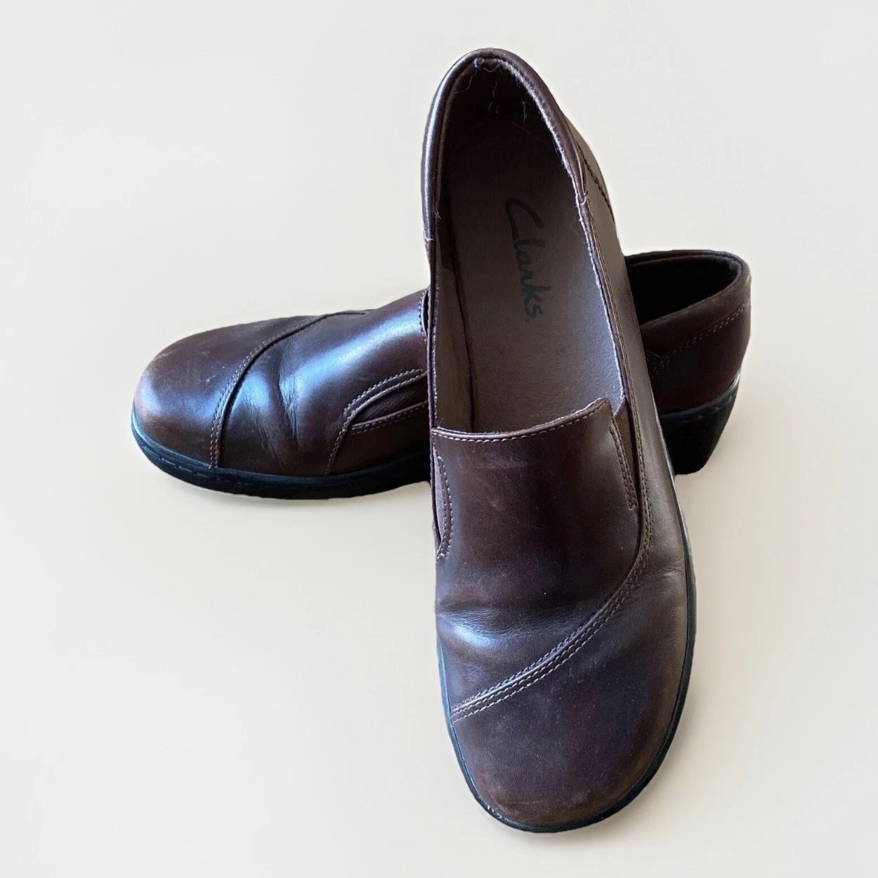 Scarpe mocassino CLARKS donna taglia 9M marrone slip on