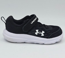Under Armour Kids Toddler Athletic Shoes Black White Hook  Loop Size 7K