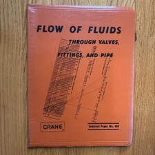 Flow of Fluids through valves fitting pipes - technical paper 410 Crane 1957 Vtg