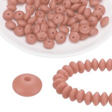 100Pcs Silicone Beads 12mm Lentil Rubber Focal Beads Bulk, Soft Pink