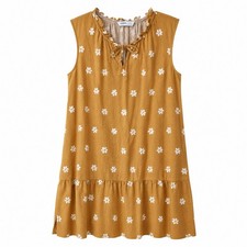 SONOMA Linen Blend Sleeveless Shift Dress Sz L Dainty Florals Cottagecore Boho 
