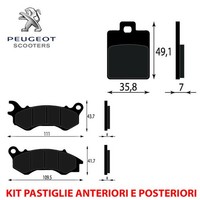 Satz BremsbelÄGe Vorne UND Hinten Peugeot Satelis 125 2013
