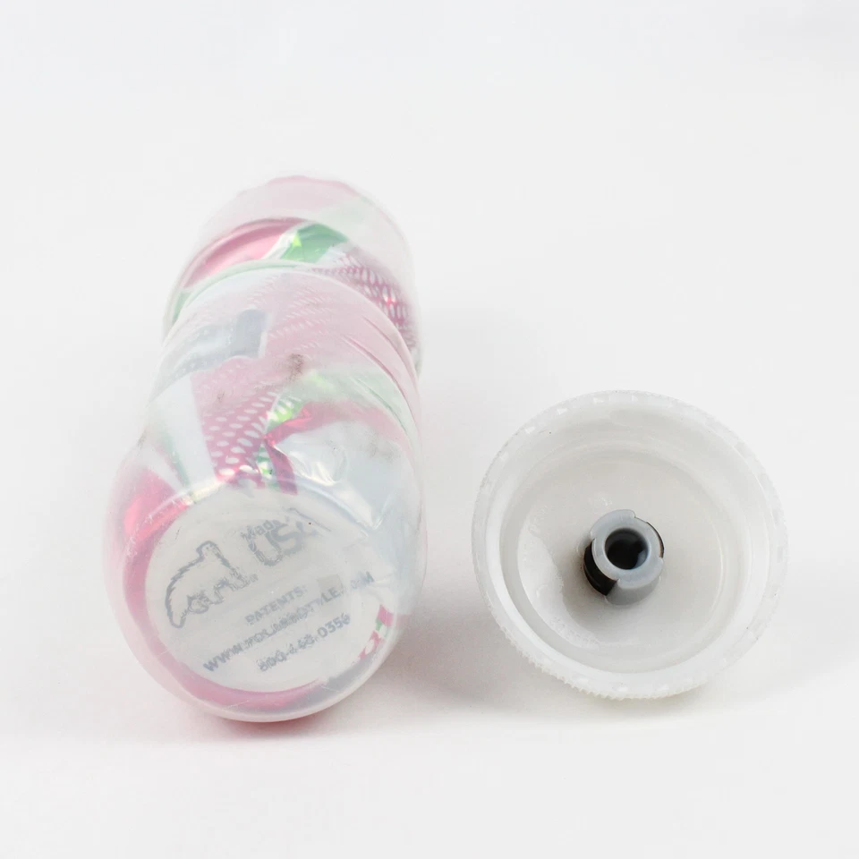 Garrafa de água esportiva isolada Polar 24 oz rosa/verde/branco 10,75" de altura - Imagem 4 de 4