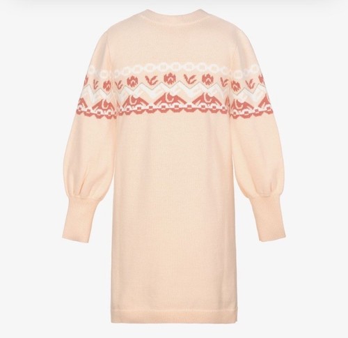 Chloe girls youth pink jacquard knit designer dress size 14 youth - Picture 2 of 17