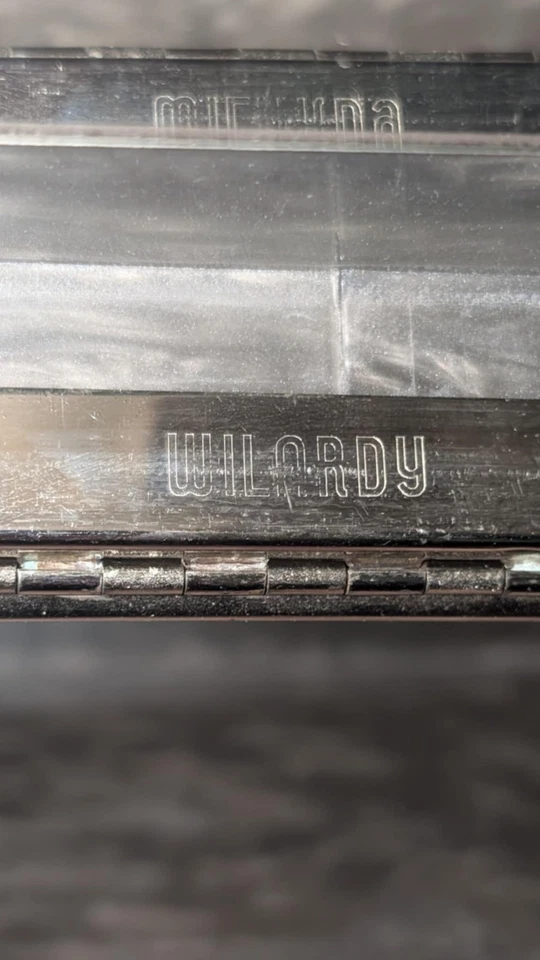 Bolso Monedero Wilardy Años 50 Lucite Mango Dividido Gris con ESPEJO, Cierre Perla Vintage Foto 4 de 4