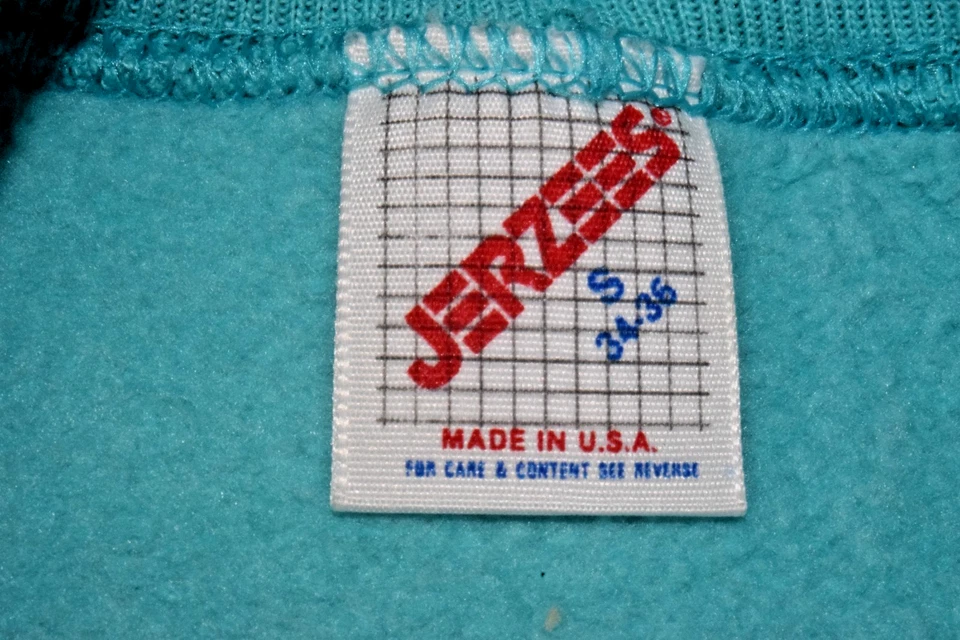 Sudadera Raglán Vintage Jerzees Talla S Años 80 Azul Turquesa Pintado Carrusel Caballo Foto 4 de 4