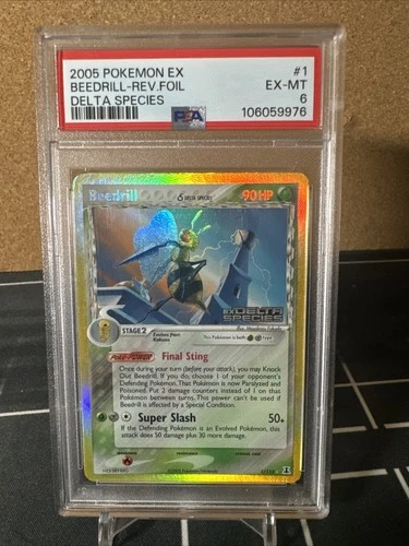Pokémon TCG Beedrill Delta Species Holo Card 1/113 Stamped Reverse Holo PSA 6