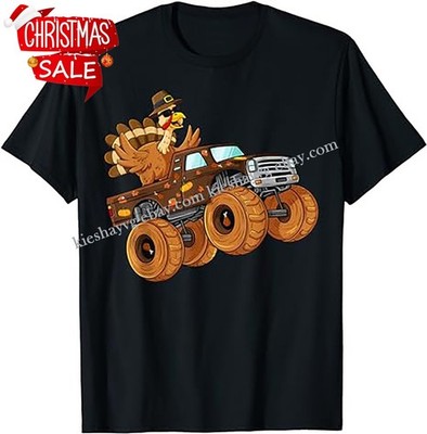 Thanksgiving Turkey Riding Monster Truck Boys T-Shirt