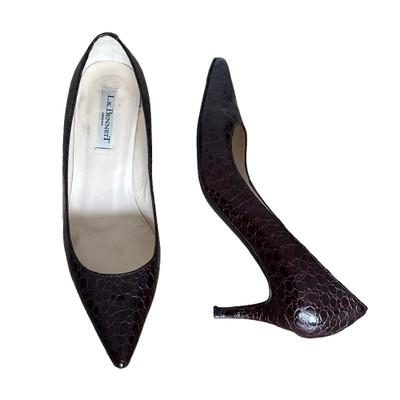 LK Bennett Pumps Damen burgunderrot Gr. UK 6 EU 39 Mock Croc Mid Heels spitz