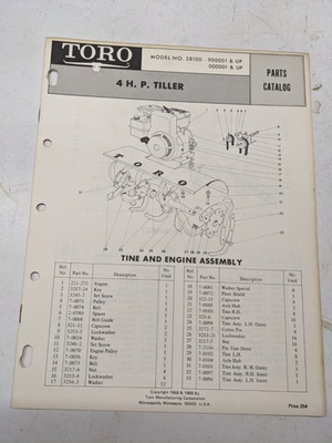 #ad TORO PARTS CATALOG LIST BOOK MANUAL 4HP TILLER 58100 1968 1969 GARDEN FRONT TINE $14.24