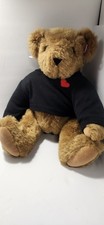 Vermont Teddy Bear Brown Plush Bear Black Eyes w/ Black Sweatshirt Label
