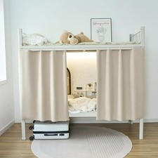 Thickened Blackout Bunk Bed Curtains Dorm Room Canopy Bottom Loft, Beige, 2