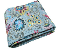 Block Print Indian Handmade Cotton Kantha Quilt King Size Bedspread quilt 90x108