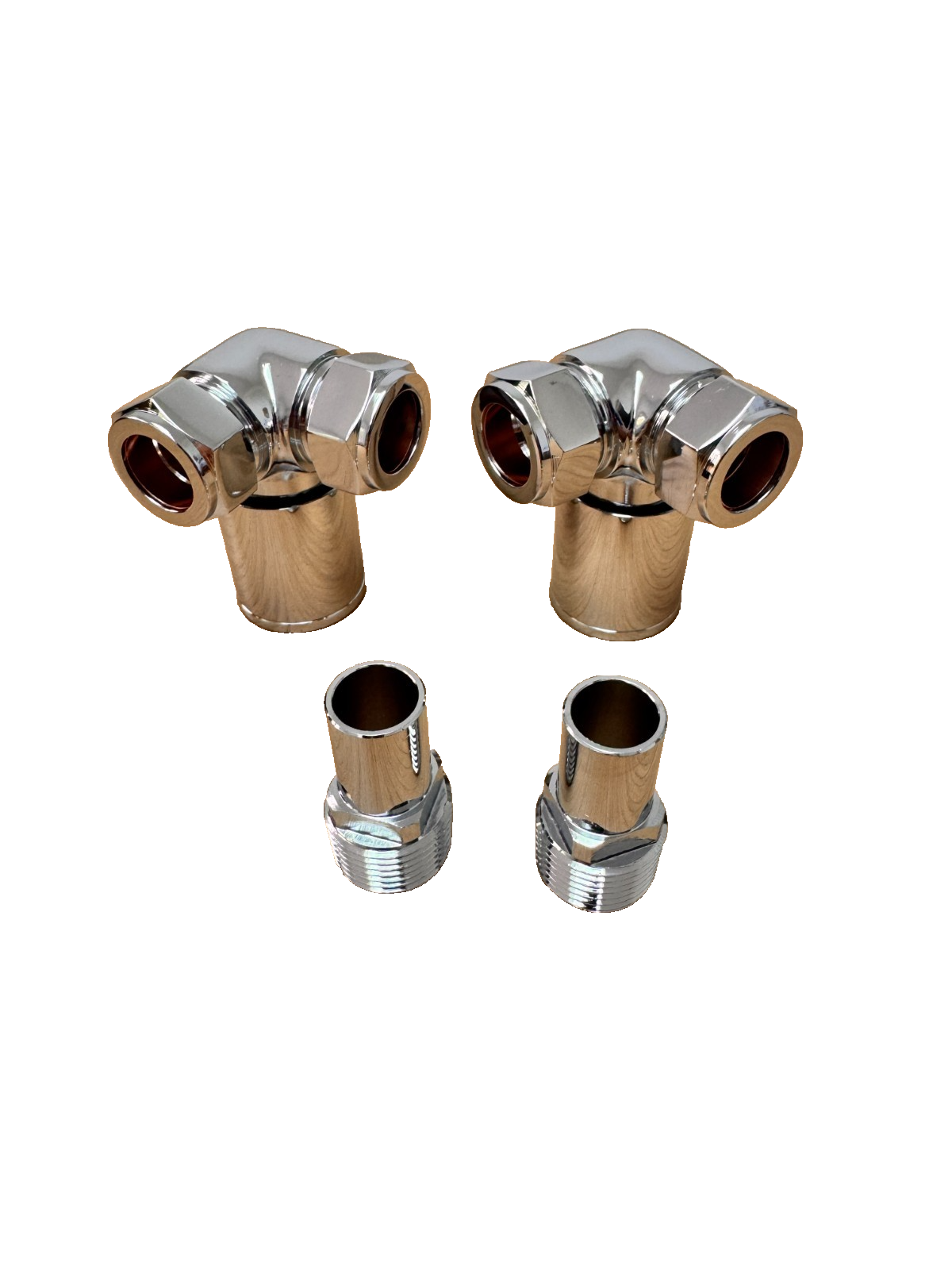 UK Radiators Roundhead Polished Chrome Corner Manual Radiator Valves Pair 15 mm