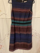 LOFT Geometric Ikat Sleeveless Mini Dress Earth Tone