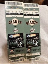 Orig. SF Giants V. San Diego Padres Ticket Stubs, June 7, 2001, Bonds Hits 526