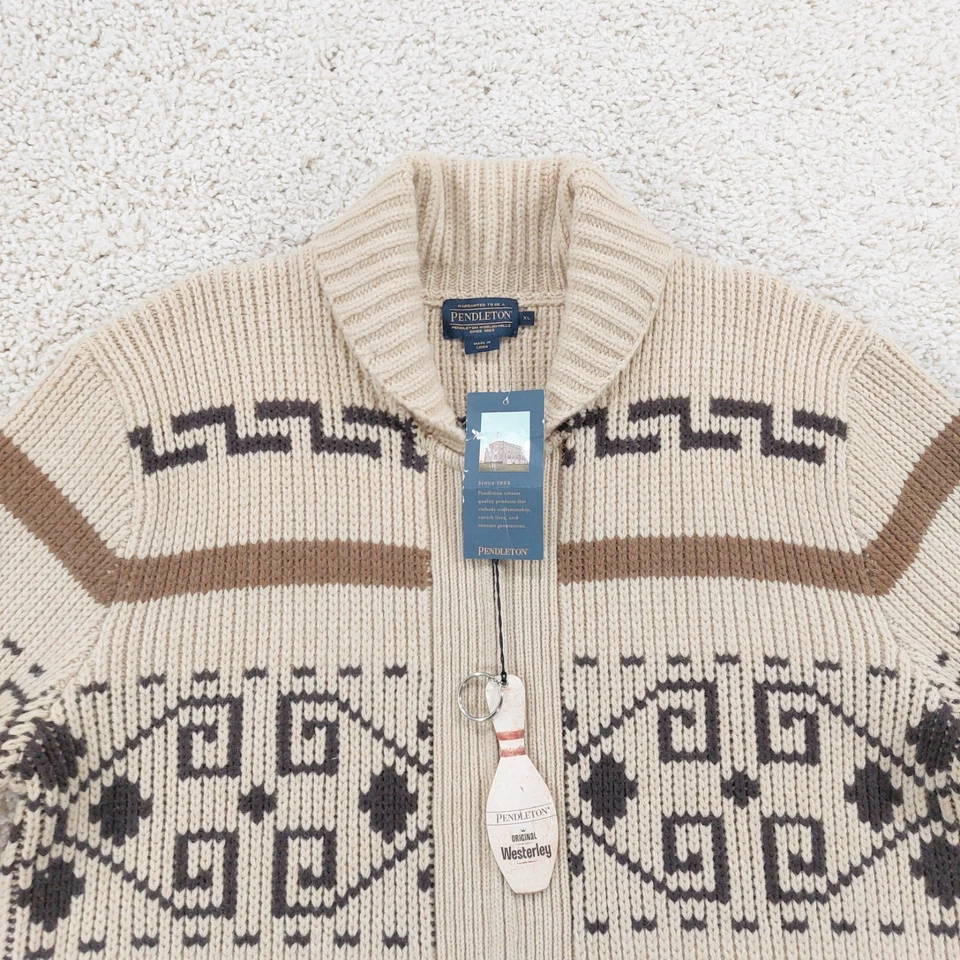 NUEVO Suéter Pendleton Westerley Big Lebowski XL 'The Dude' Cárdigan, Lana Beige Foto 3 de 4