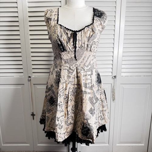 HOT TOPIC HARRY POTTER MARAUDER’S MAP DRESS SIZE XXL CORSET TIE EMPIRE WAIST - Picture 2 of 14