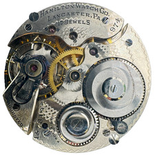 Antique 16s 1923 Hamilton Mechanical Hunter Open Face Pocket Watch Movement 974