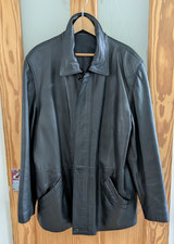GIACCA UOMO VINTAGE ELEGANTE CASUAL NERA VERA PELLE TAGLIA 50 PETTO - LARGE - XL