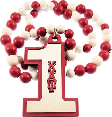 Kappa Alpha Psi Wood Color Bead Tiki Line #1 Medallion [Red/White - 4''T]