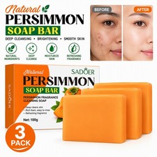3 Pack Persimmon Soap Bar for Body Odor Control Purifying Deodorizing Body Wash