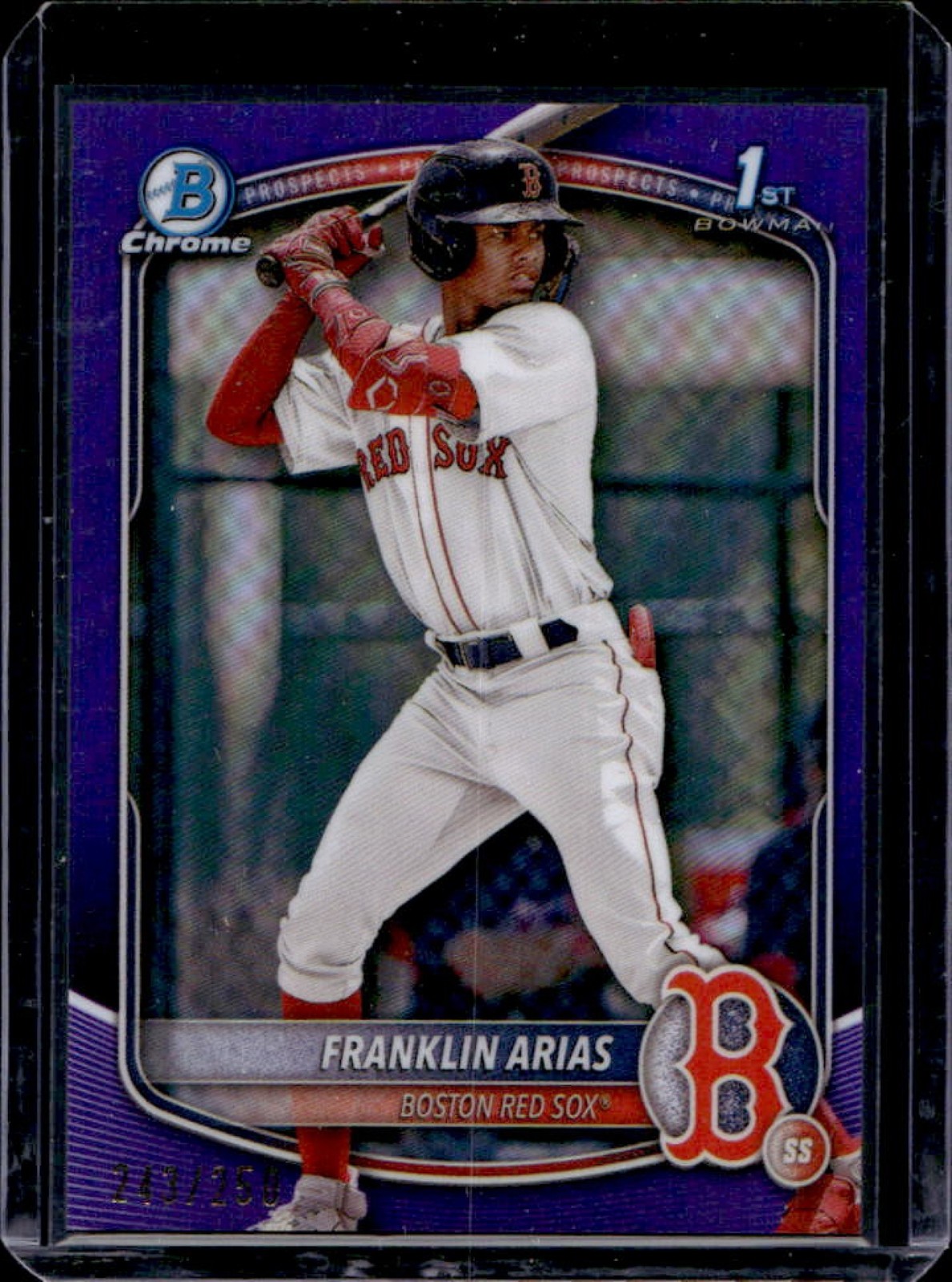 2025 Bowman Franklin Arias Chrome Purple Refractor 1st Prospect #/250 Red Sox