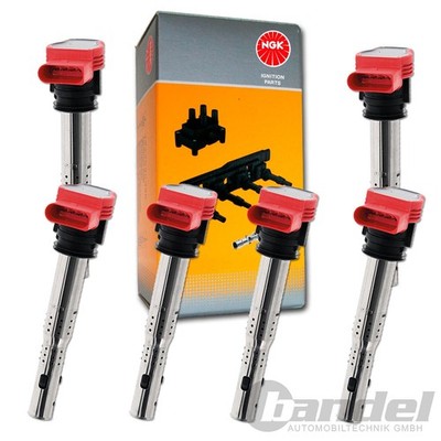 6 NGK Zündspule 48041/U5014 für AUDI A4 B7,B8 A5 A6 C6,C7 A7 A8 4E Q5 Q7 4L