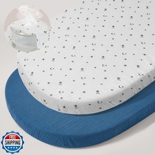 Basumee Muslin Bassinet Sheets for Baby Girl Boy 2 Pack Soft Breathable Baby