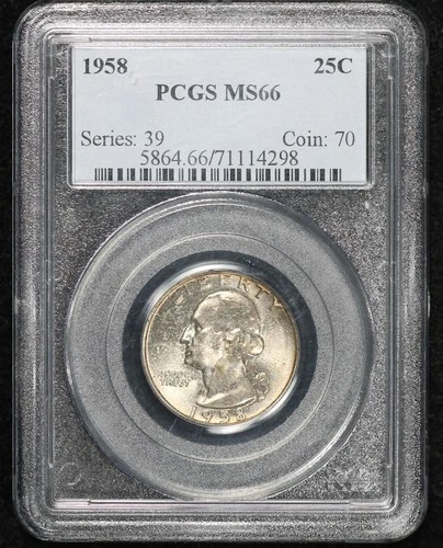 1958 Washington Quarter - PCGS MS-66 - Light Toning
