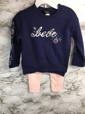 Bebe Girls 2Pc Sweater And Legging Set Blue Pink Size 2T - E