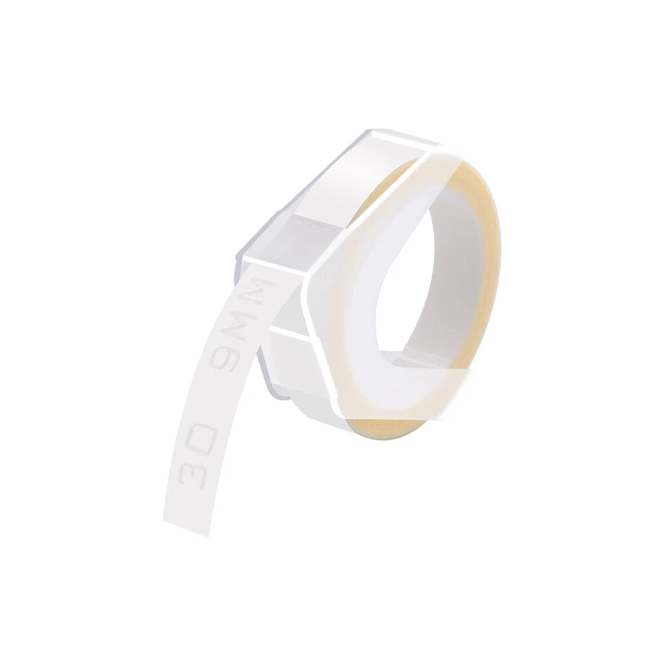 4PK 520101 Label For DYMO Caption Maker Tape Refill 3D Embossing White on Clear - Image 2 of 4