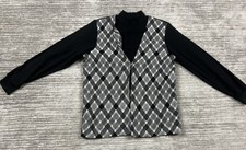 Vintage Alfred Dunner Sweater Womens Medium Black Built In Vest Made in USA