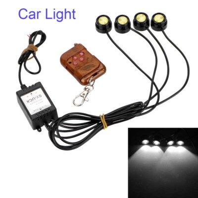 4X 1.5W 12V 6000K Universal Waterproof Strobe Flash LED Car with Wireless Remote