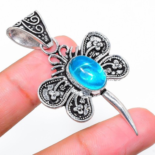 Swiss Blue Topaz Gemstone 925 Sterling Silver Jewelry Pendant 2.21 ...