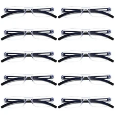 10 Men Women Blue Light Blocking Reading Glasses Rimless Unisex Computer Reader