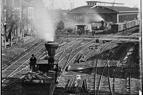 New 5x7 Civil War Photo: Trains at the Railroad Yard in Atlanta, 1864