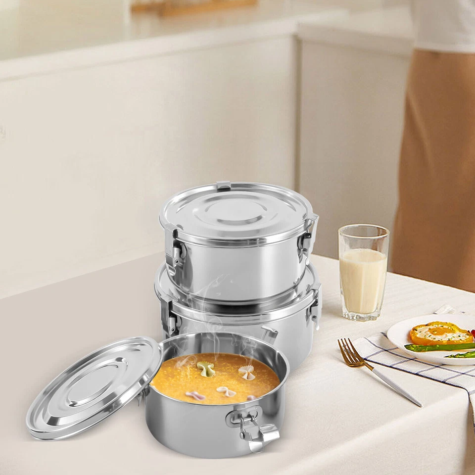 Set of 3 Stainless Steel Food Storage Containers Leak-Proof Smell-Proof With Lid - Image 4 of 4