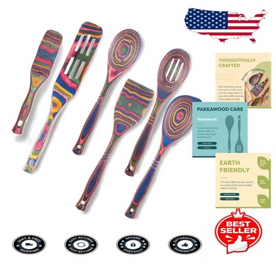 Exotic Pakkawood 6-Piece Kitchen Utensil Set   Vibrant 12-in & 13-in Tools