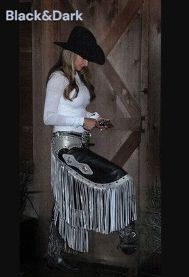 Handgefertigte Damen Indianer Cowgirl Stil Echt Leder Hose Rodeo Chaps